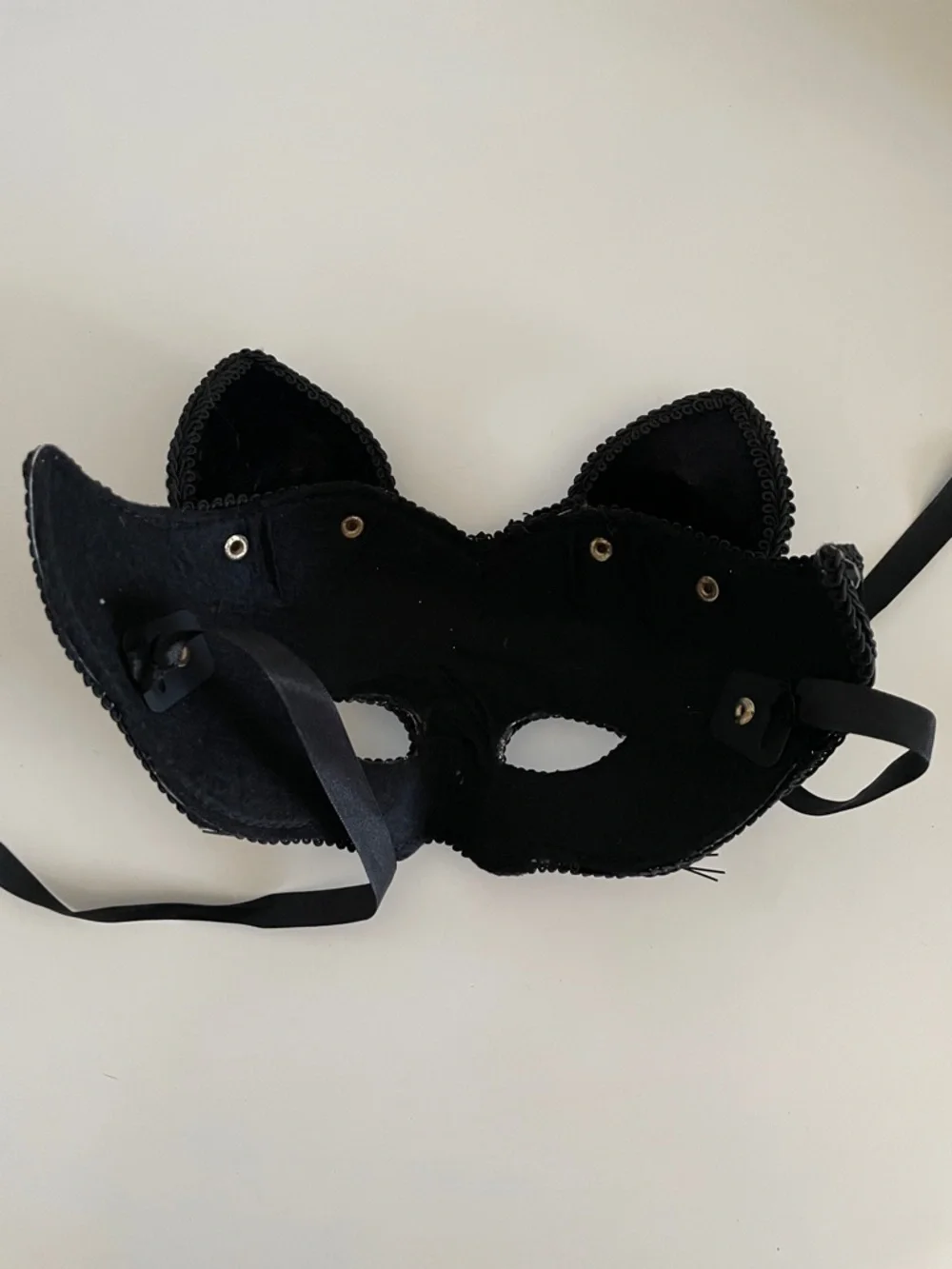 Black and Silver Cat Eye Masquerade Mask- worn once